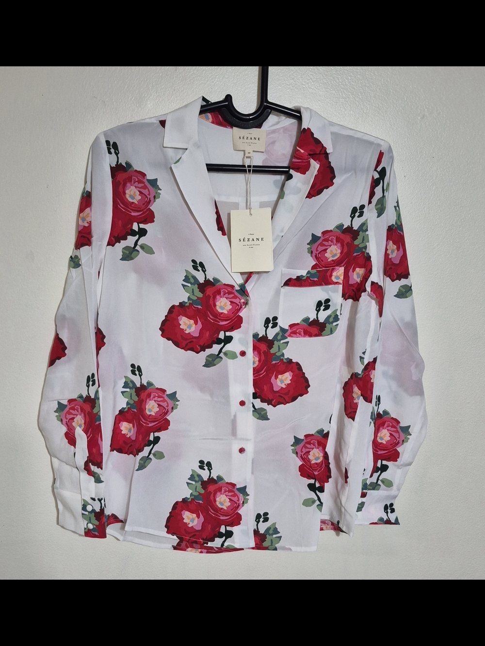 Chemise Florence (Large peony print on an ecru background)